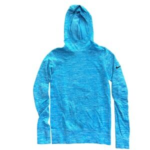 Nike Pro Hyperwarm Hoodie Blue Space Dye Seamless Training Top Small